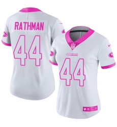 Women's Nike San Francisco 49ers #44 Tom Rathman Limited White/Pink Rush Fashion NFL Jersey