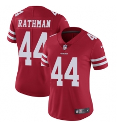 Women's Nike San Francisco 49ers #44 Tom Rathman Red Team Color Vapor Untouchable Limited Player NFL Jersey