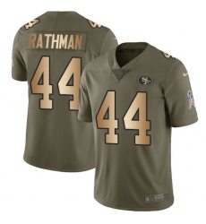 Youth Nike San Francisco 49ers #44 Tom Rathman Limited Olive/Gold 2017 Salute to Service NFL Jersey