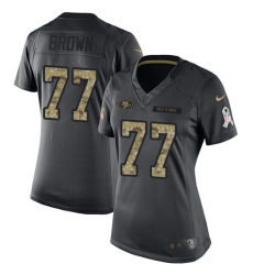 Women's Nike San Francisco 49ers #77 Trent Brown Limited Black 2016 Salute to Service NFL Jersey