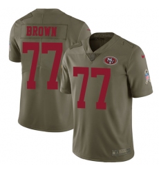 Youth Nike San Francisco 49ers #77 Trent Brown Limited Olive 2017 Salute to Service NFL Jersey
