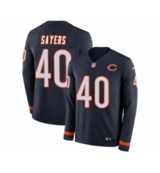 Youth Nike Chicago Bears #40 Gale Sayers Limited Navy Blue Therma Long Sleeve NFL Jersey