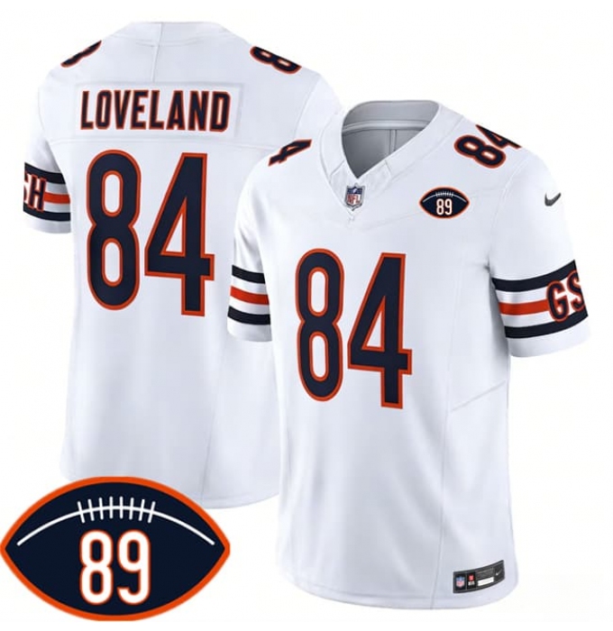 Men's Chicago Bears #84 Colston Loveland White 2026 F.U.S.E. With Mike Ditka 89 Vapor Untouchable Limited Football Stitched Jersey