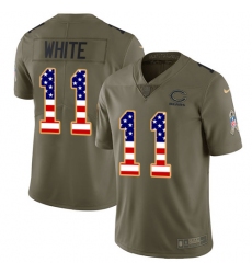 Men's Nike Chicago Bears #11 Kevin White Limited Olive/USA Flag Salute to Service NFL Jersey