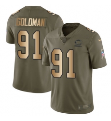 Men's Nike Chicago Bears #91 Eddie Goldman Limited Olive/Gold Salute to Service NFL Jersey