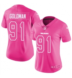 Women's Nike Chicago Bears #91 Eddie Goldman Limited Pink Rush Fashion NFL Jersey
