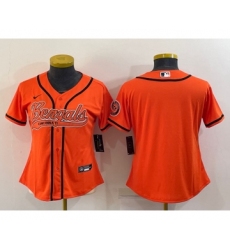 Women's Cincinnati Bengals Blank Orange With Patch Cool Base Stitched Baseball Jersey