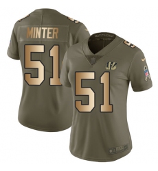 Women's Nike Cincinnati Bengals #51 Kevin Minter Limited Olive/Gold 2017 Salute to Service NFL Jersey
