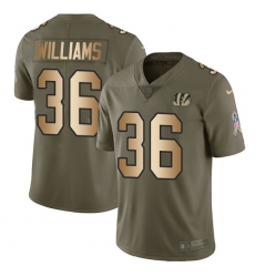 Men's Nike Cincinnati Bengals #36 Shawn Williams Limited Olive/Gold 2017 Salute to Service NFL Jersey