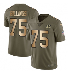 Youth Nike Cincinnati Bengals #75 Andrew Billings Limited Olive/Gold 2017 Salute to Service NFL Jersey