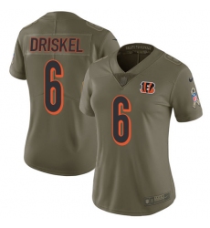 Women's Nike Cincinnati Bengals #6 Jeff Driskel Limited Olive 2017 Salute to Service NFL Jersey