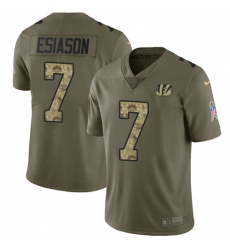 Men's Nike Cincinnati Bengals #7 Boomer Esiason Limited Olive/Camo 2017 Salute to Service NFL Jersey