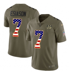 Youth Nike Cincinnati Bengals #7 Boomer Esiason Limited Olive/USA Flag 2017 Salute to Service NFL Jersey