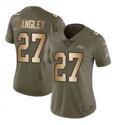 Women's Nike Denver Broncos #27 Brendan Langley Limited Olive/Gold 2017 Salute to Service NFL Jersey