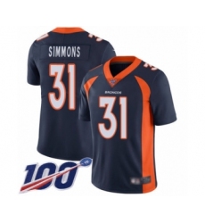 Men's Denver Broncos #31 Justin Simmons Navy Blue Alternate Vapor Untouchable Limited Player 100th Season Football Jersey