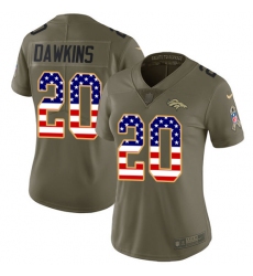 Women's Nike Denver Broncos #20 Brian Dawkins Limited Olive/USA Flag 2017 Salute to Service NFL Jersey