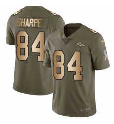 Men's Nike Denver Broncos #84 Shannon Sharpe Limited Olive/Gold 2017 Salute to Service NFL Jersey