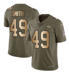 Men's Nike Denver Broncos #49 Dennis Smith Limited Olive/Gold 2017 Salute to Service NFL Jersey