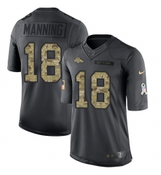 Men's Nike Denver Broncos #18 Peyton Manning Limited Black 2016 Salute to Service NFL Jersey