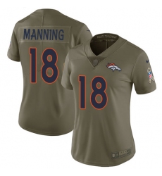 Women's Nike Denver Broncos #18 Peyton Manning Limited Olive 2017 Salute to Service NFL Jersey
