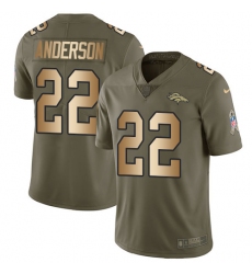 Men's Nike Denver Broncos #22 C.J. Anderson Limited Olive/Gold 2017 Salute to Service NFL Jersey