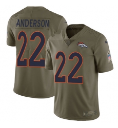 Youth Nike Denver Broncos #22 C.J. Anderson Limited Olive 2017 Salute to Service NFL Jersey