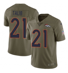 Men's Nike Denver Broncos #21 Aqib Talib Limited Olive 2017 Salute to Service NFL Jersey