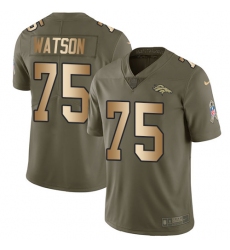 Youth Nike Denver Broncos #75 Menelik Watson Limited Olive/Gold 2017 Salute to Service NFL Jersey