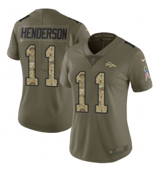 Women's Nike Denver Broncos #11 Carlos Henderson Limited Olive/Camo 2017 Salute to Service NFL Jersey