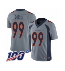 Youth Denver Broncos #99 Adam Gotsis Limited Silver Inverted Legend 100th Season Football Jersey