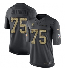 Men's Nike Cleveland Browns #75 Joel Bitonio Limited Black 2016 Salute to Service NFL Jersey