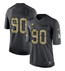 Youth Nike Cleveland Browns #90 Emmanuel Ogbah Limited Black 2016 Salute to Service NFL Jersey
