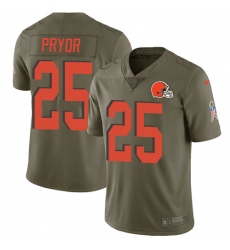 Youth Nike Cleveland Browns #25 Calvin Pryor Limited Olive 2017 Salute to Service NFL Jersey