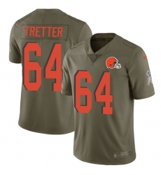 Men's Nike Cleveland Browns #64 JC Tretter Limited Olive 2017 Salute to Service NFL Jersey