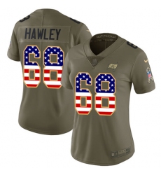 Women's Nike Tampa Bay Buccaneers #68 Joe Hawley Limited Olive/USA Flag 2017 Salute to Service NFL Jersey