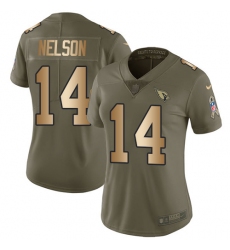 Women's Nike Arizona Cardinals #14 J.J. Nelson Limited Olive/Gold 2017 Salute to Service NFL Jersey
