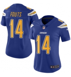 Women's Nike Los Angeles Chargers #14 Dan Fouts Limited Electric Blue Rush Vapor Untouchable NFL Jersey