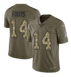 Youth Nike Los Angeles Chargers #14 Dan Fouts Limited Olive/Camo 2017 Salute to Service NFL Jersey