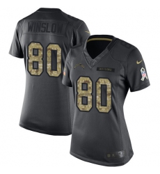 Women's Nike Los Angeles Chargers #80 Kellen Winslow Limited Black 2016 Salute to Service NFL Jersey