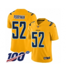 Youth Los Angeles Chargers #52 Denzel Perryman Limited Gold Inverted Legend 100th Season Football Jersey