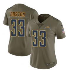 Women's Nike Los Angeles Chargers #33 Tre Boston Limited Olive 2017 Salute to Service NFL Jersey