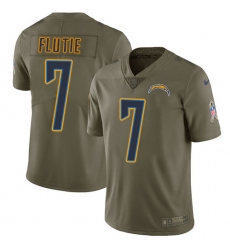 Men's Nike Los Angeles Chargers #7 Doug Flutie Limited Olive 2017 Salute to Service NFL Jersey
