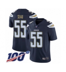 Men's Los Angeles Chargers #55 Junior Seau Navy Blue Team Color Vapor Untouchable Limited Player 100th Season Football Jersey