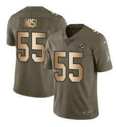 Youth Nike Miami Dolphins #55 Koa Misi Limited Olive/Gold 2017 Salute to Service NFL Jersey