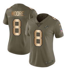 Women's Nike Miami Dolphins #8 Matt Moore Limited Olive/Gold 2017 Salute to Service NFL Jersey