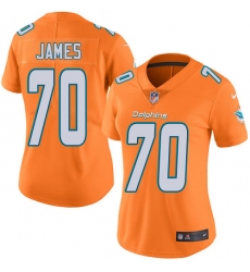 Women's Nike Miami Dolphins #70 Ja'Wuan James Limited Orange Rush Vapor Untouchable NFL Jersey
