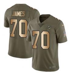 Youth Nike Miami Dolphins #70 Ja'Wuan James Limited Olive/Gold 2017 Salute to Service NFL Jersey