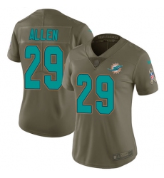 Women's Nike Miami Dolphins #29 Nate Allen Limited Olive 2017 Salute to Service NFL Jersey
