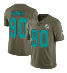 Men's Nike Miami Dolphins #90 Charles Harris Limited Olive 2017 Salute to Service NFL Jersey