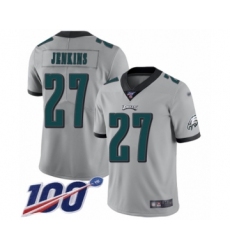 Youth Philadelphia Eagles #27 Malcolm Jenkins Limited Silver Inverted Legend 100th Season Football Jersey